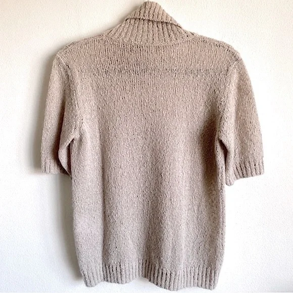 PIAZZA SEMPIONE METALLIC KNIT MOHAIR TURTLENECK SWEATER WHIMSICAL Beige Pink 42 - Picture 2 of 8